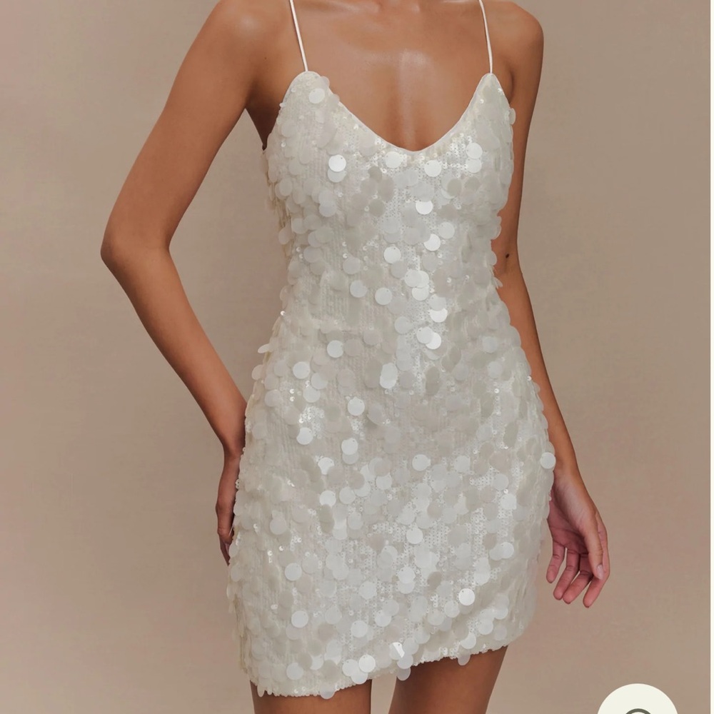 Meshki Romilly Sequin Dress in Ivory.